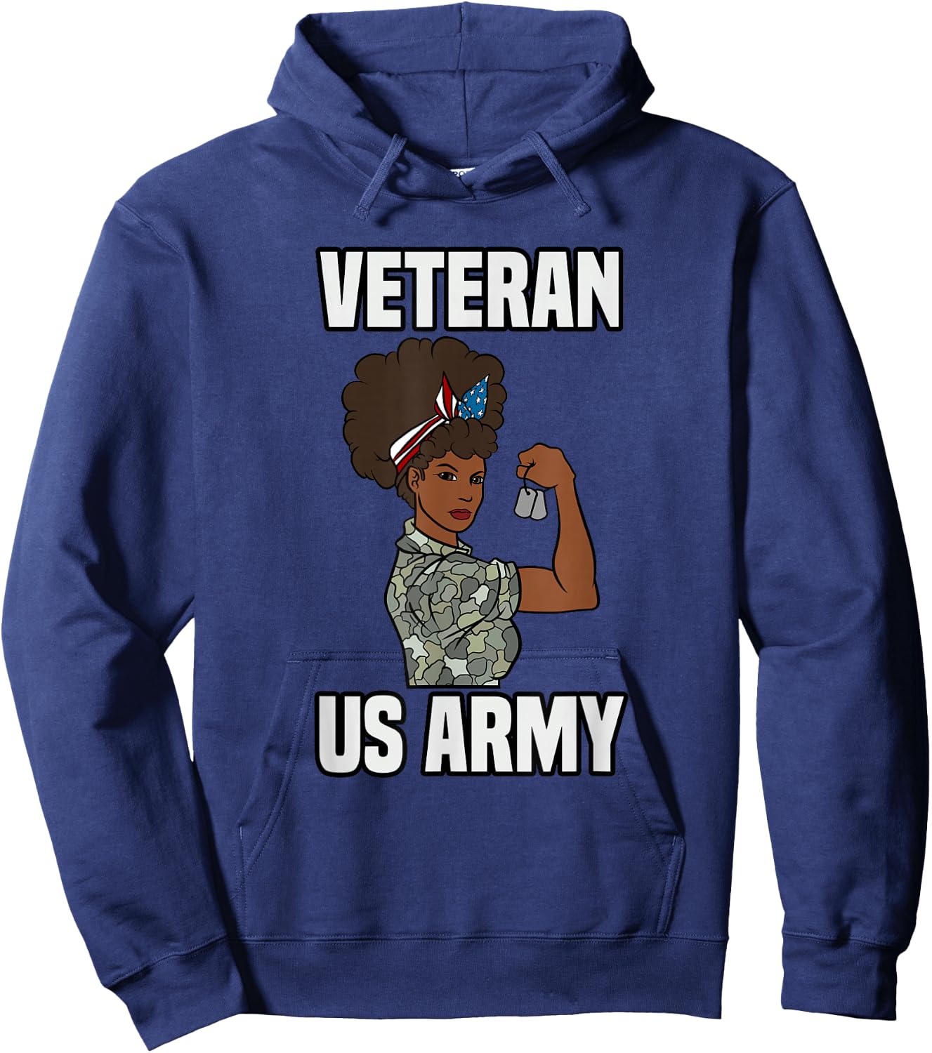 Female Melanin Veteran of the US Army Soldier Veterans Day Hoodie - Hoodie | Navy