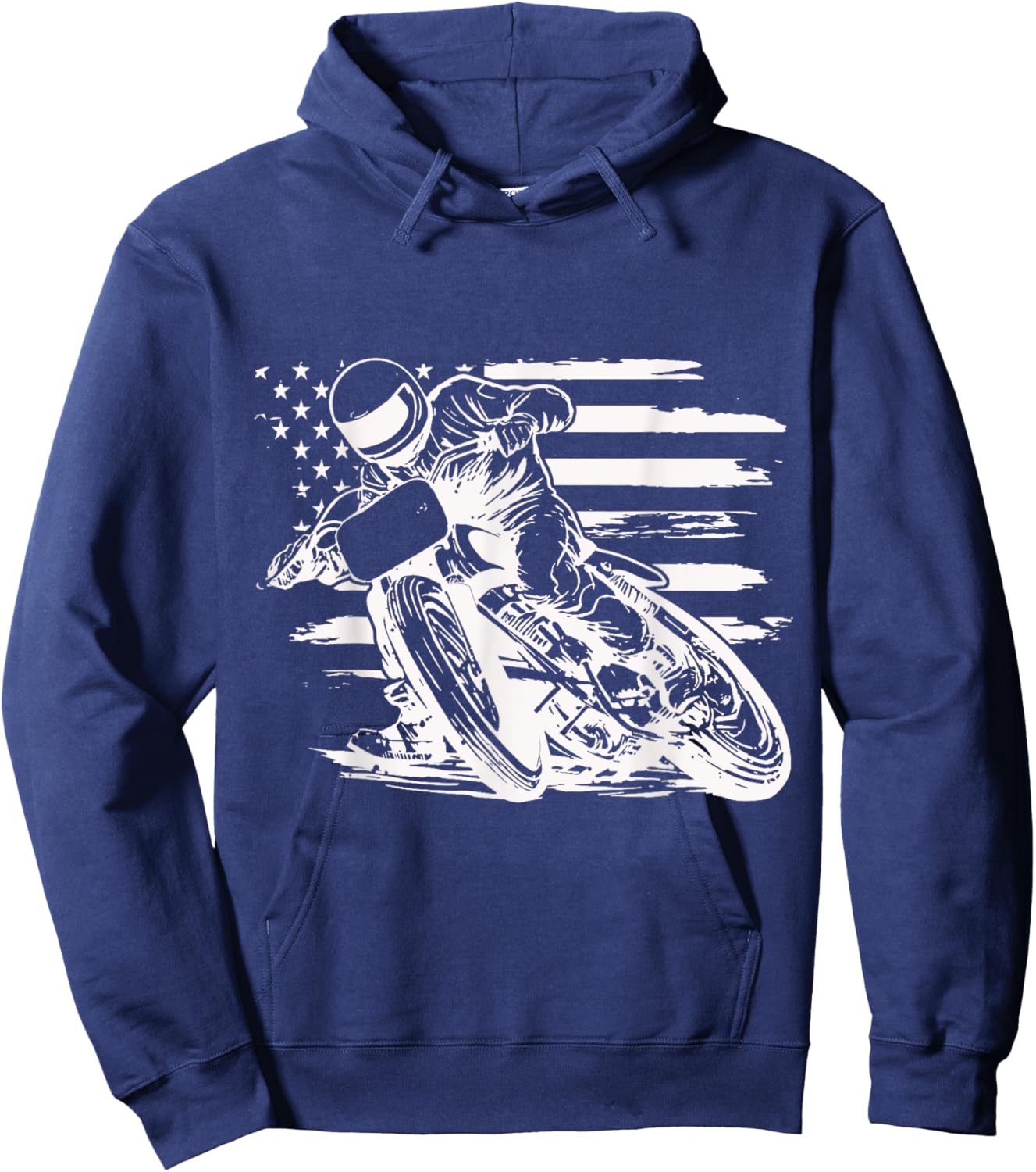 Dirt Bike American Flag Motocross Biker 4th Of July Hoodie - Hoodie | Navy