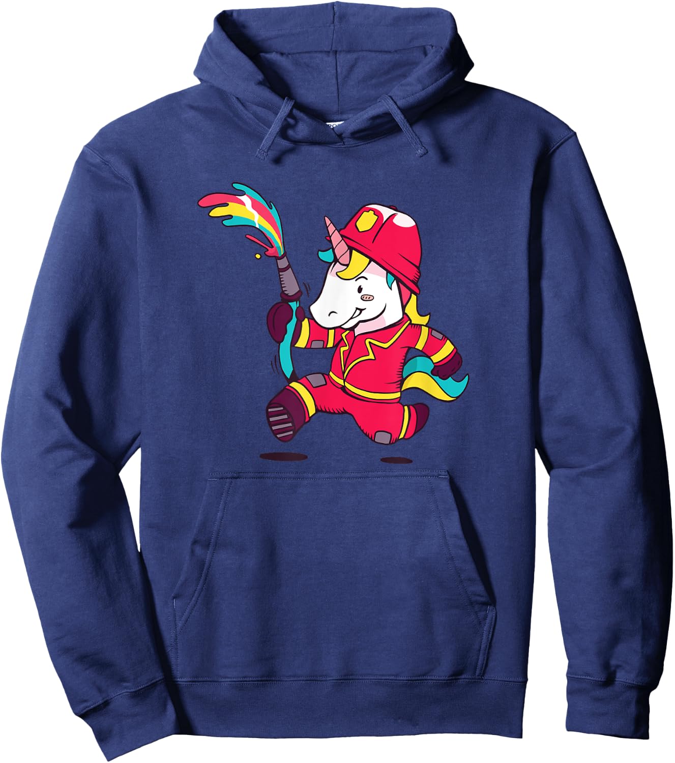 Unicorn Firefighter Cute Fireman Gift Kids Girls Hoodie - Hoodie | Navy
