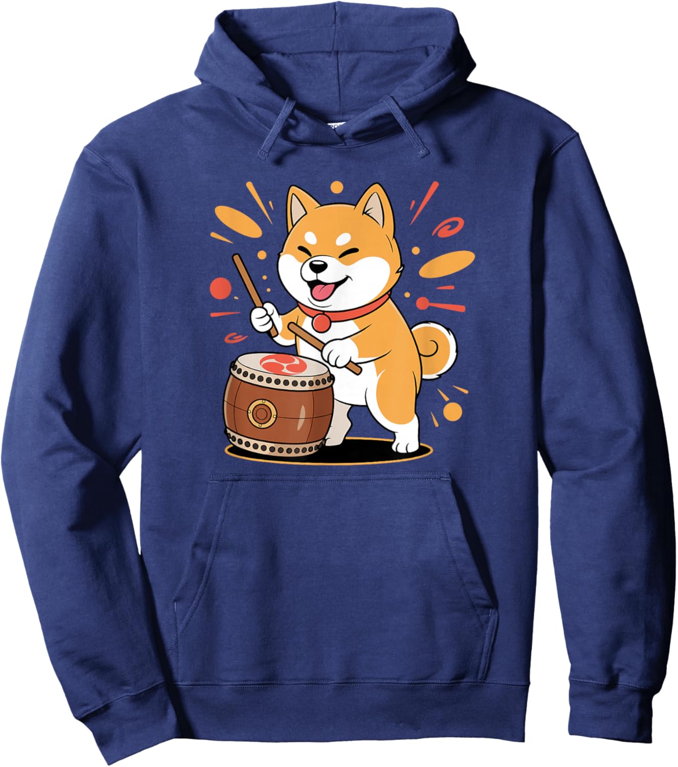 Cute Kawaii Taiko Drummer Shiba Inu Dog Hoodie - Hoodie | Navy