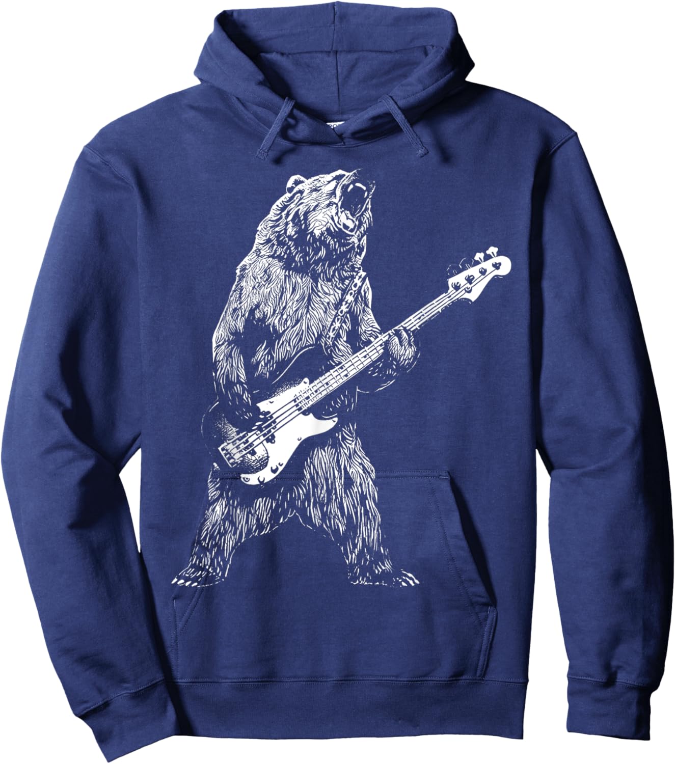 Bear Playing Bass Guitar Shirt Animal Playing Guitar Hoodie - Hoodie | Navy