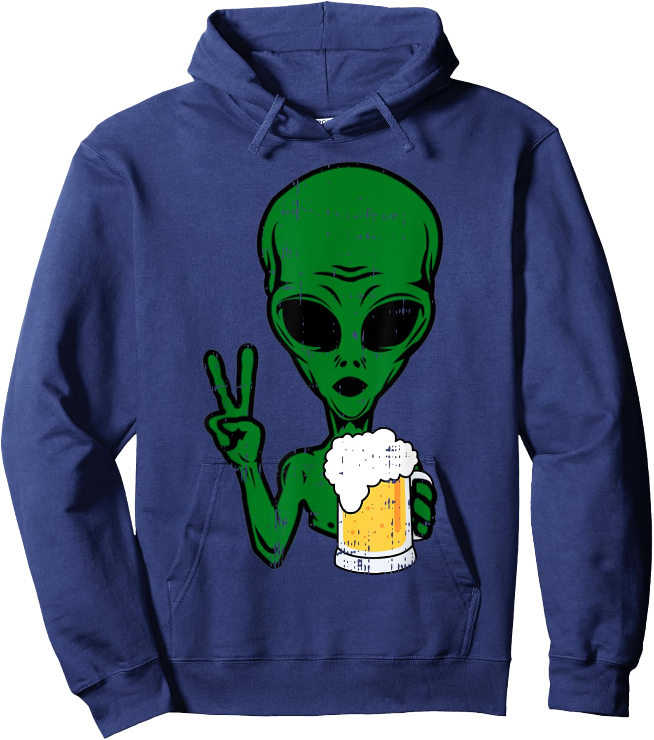 Area-51 Alien Beer Peace Sign Lazy Drinking Halloween Gift Hoodie - Hoodie | Navy