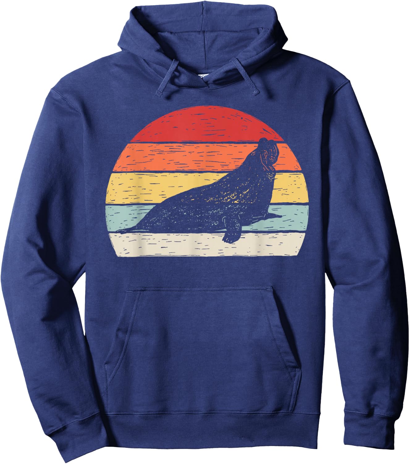 Vintage Retro Elephant Seal Hoodie - Hoodie | Navy