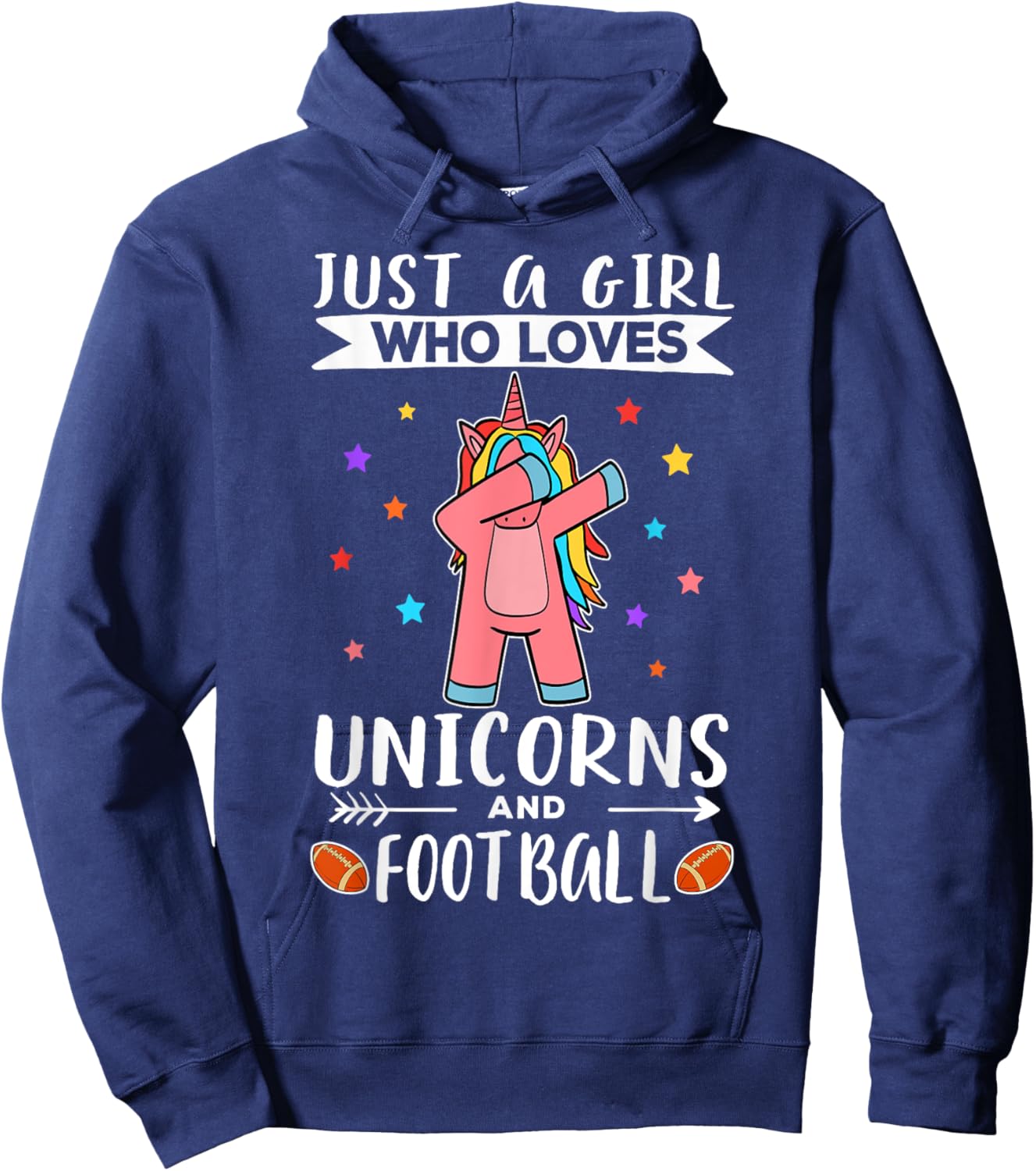 Just A Girl Who Loves Unicorns And Football Unicorn Hoodie - Hoodie | Navy