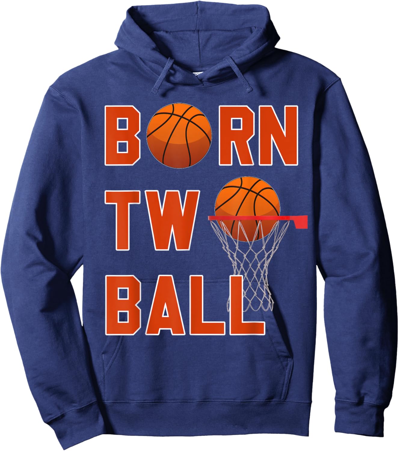 "Born TWO Ball" Basketball Theme 2nd Birthday Boy's Party Hoodie - Hoodie | Navy