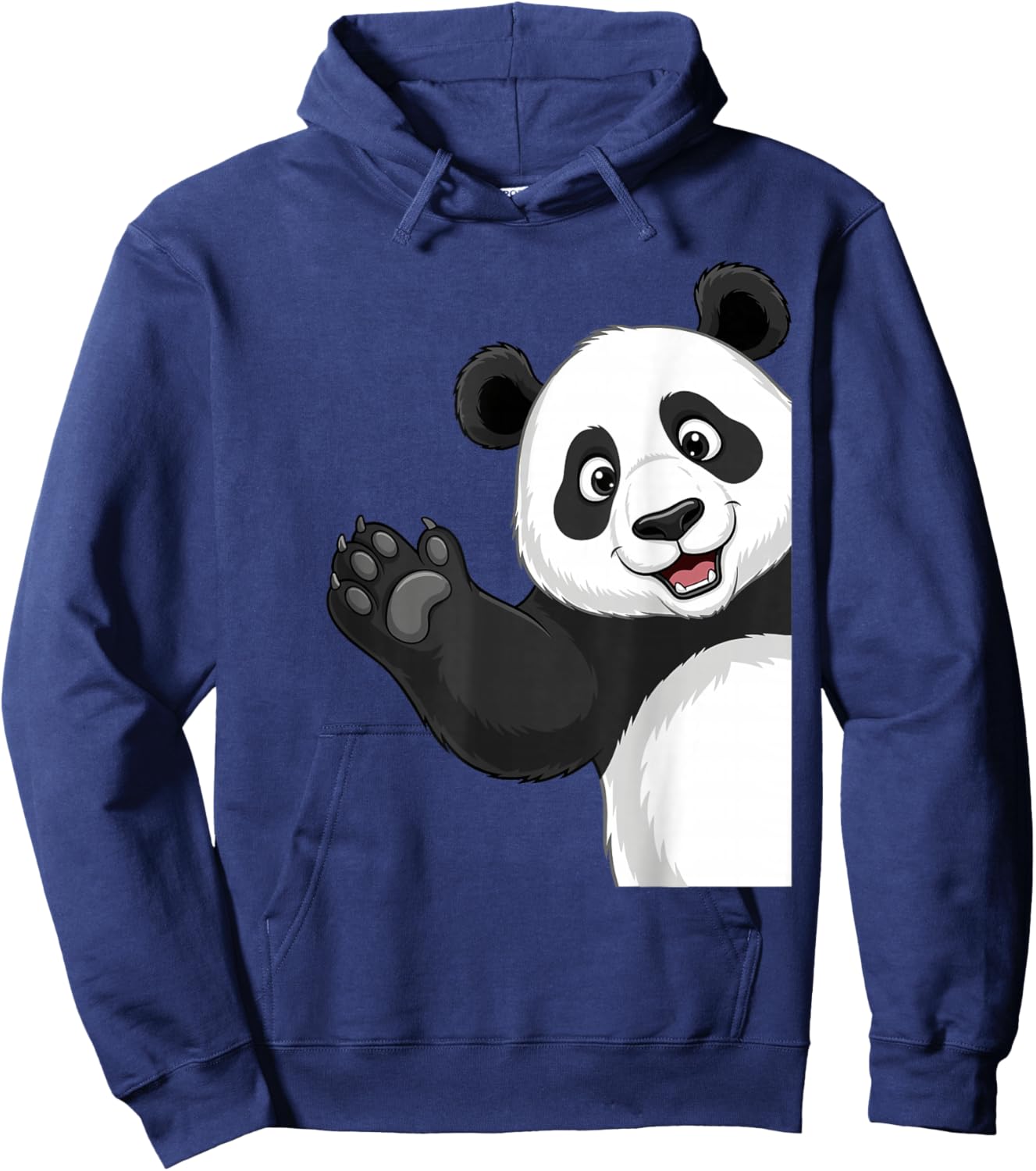 Kawaii Panda Waving Hand Cute Smiling Panda Hoodie - Hoodie | Navy
