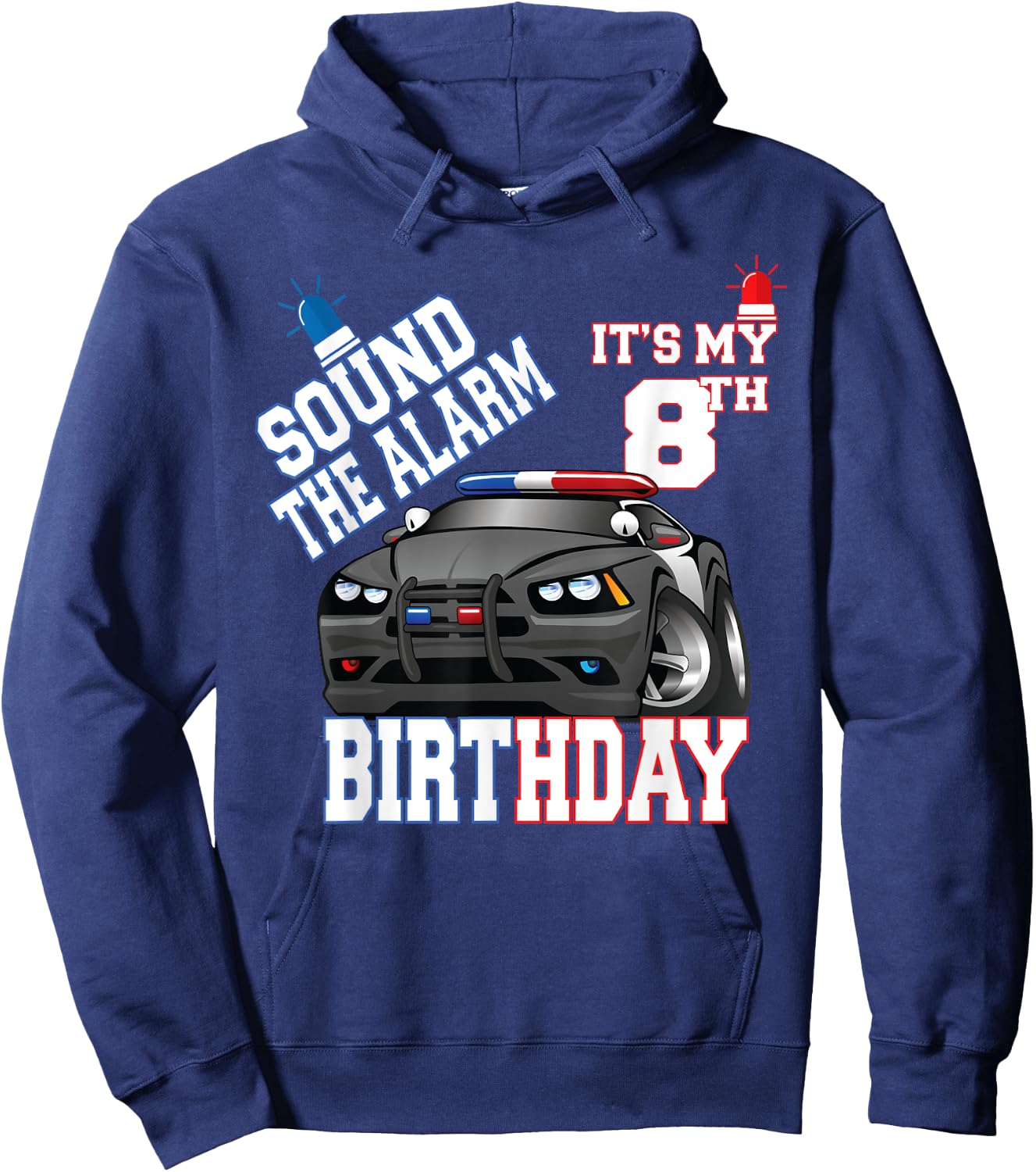 Sound The Alarm It's My 8th Birthday 8 Years Old Policeman Hoodie - Hoodie | Navy