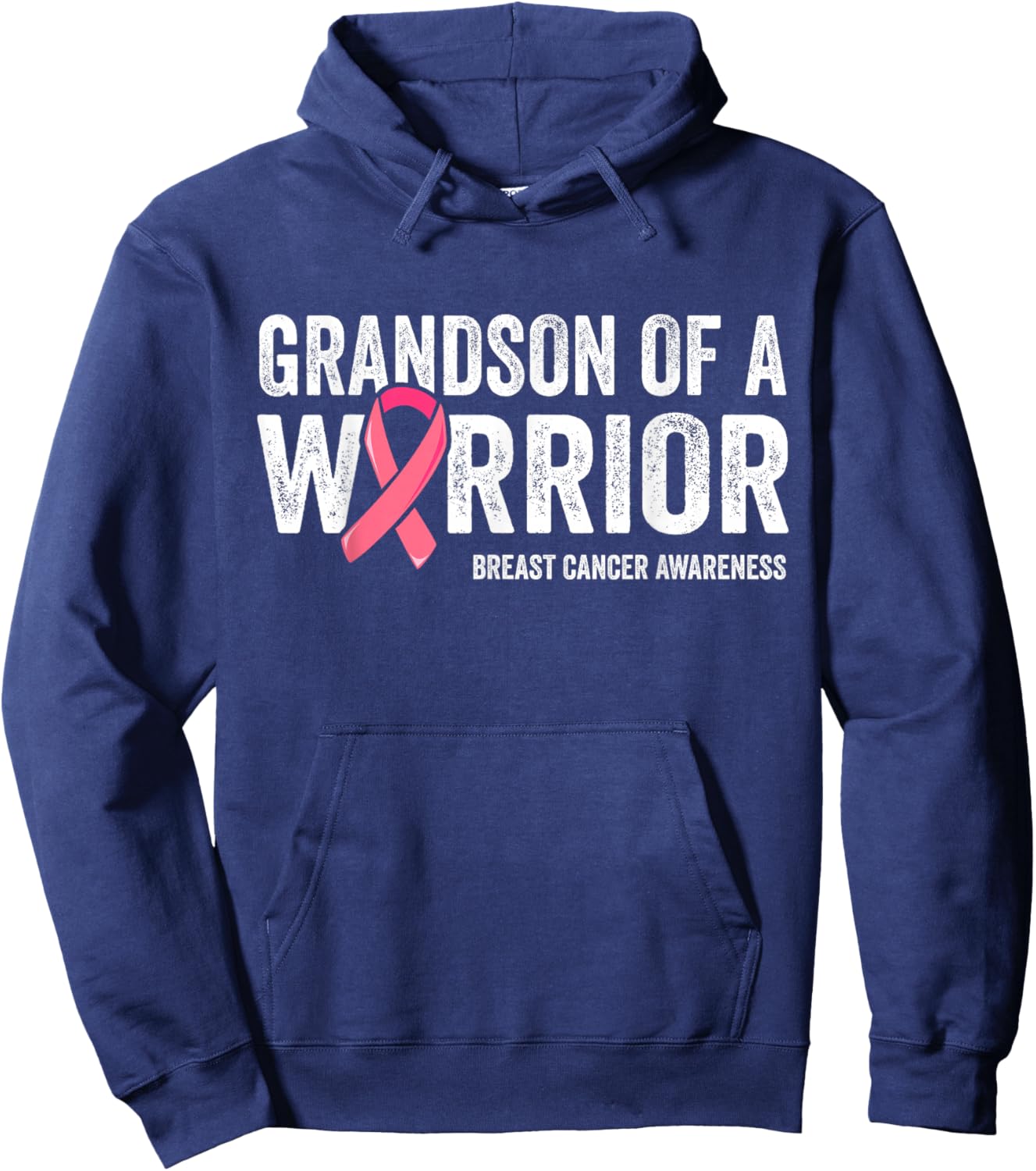 Grandson Of A Warrior Grandma Shirts, Breast Cancer Matching Hoodie - Hoodie | Navy