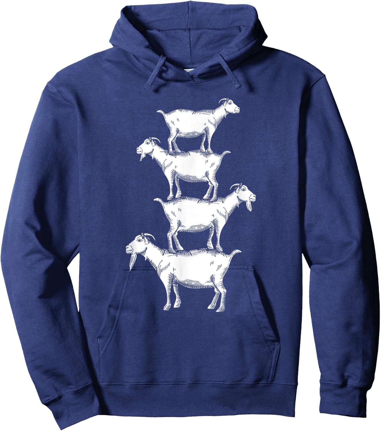 Vintage Four Buck Goats Over Each Other Farmer Goat Lovers Hoodie - Hoodie | Navy
