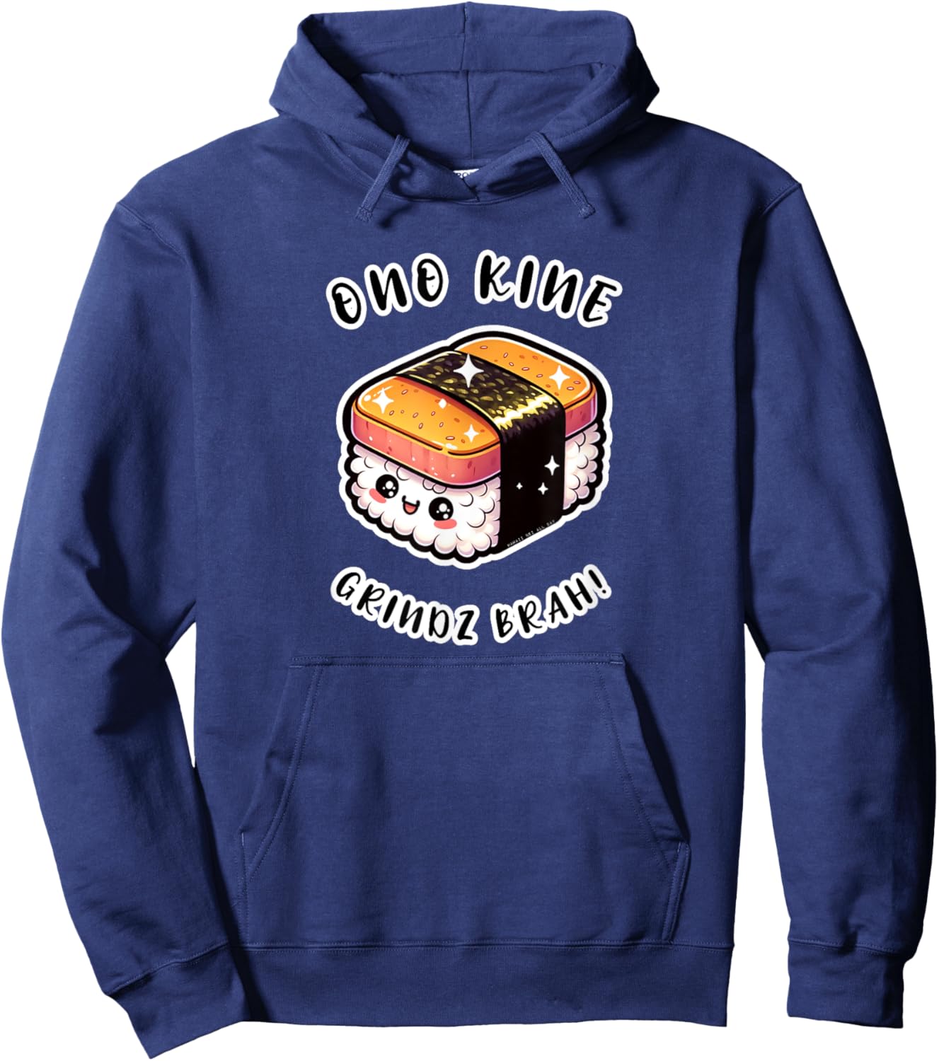Ono Kine Grindz Brah Kawaii Musubi by Hawaii Nei All Day Hoodie - Hoodie | Navy