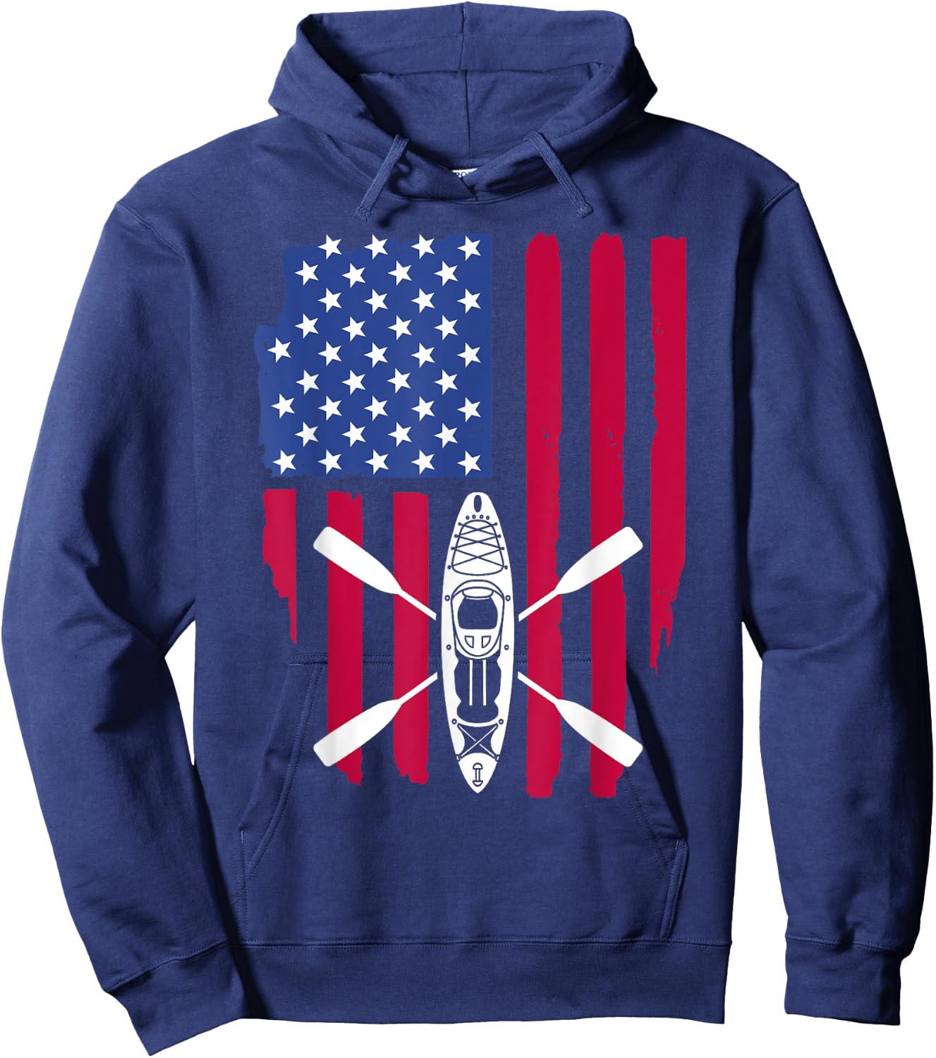 Cool Kayaking Women Kayak Fishing USA American Flag Hoodie - Hoodie | Navy