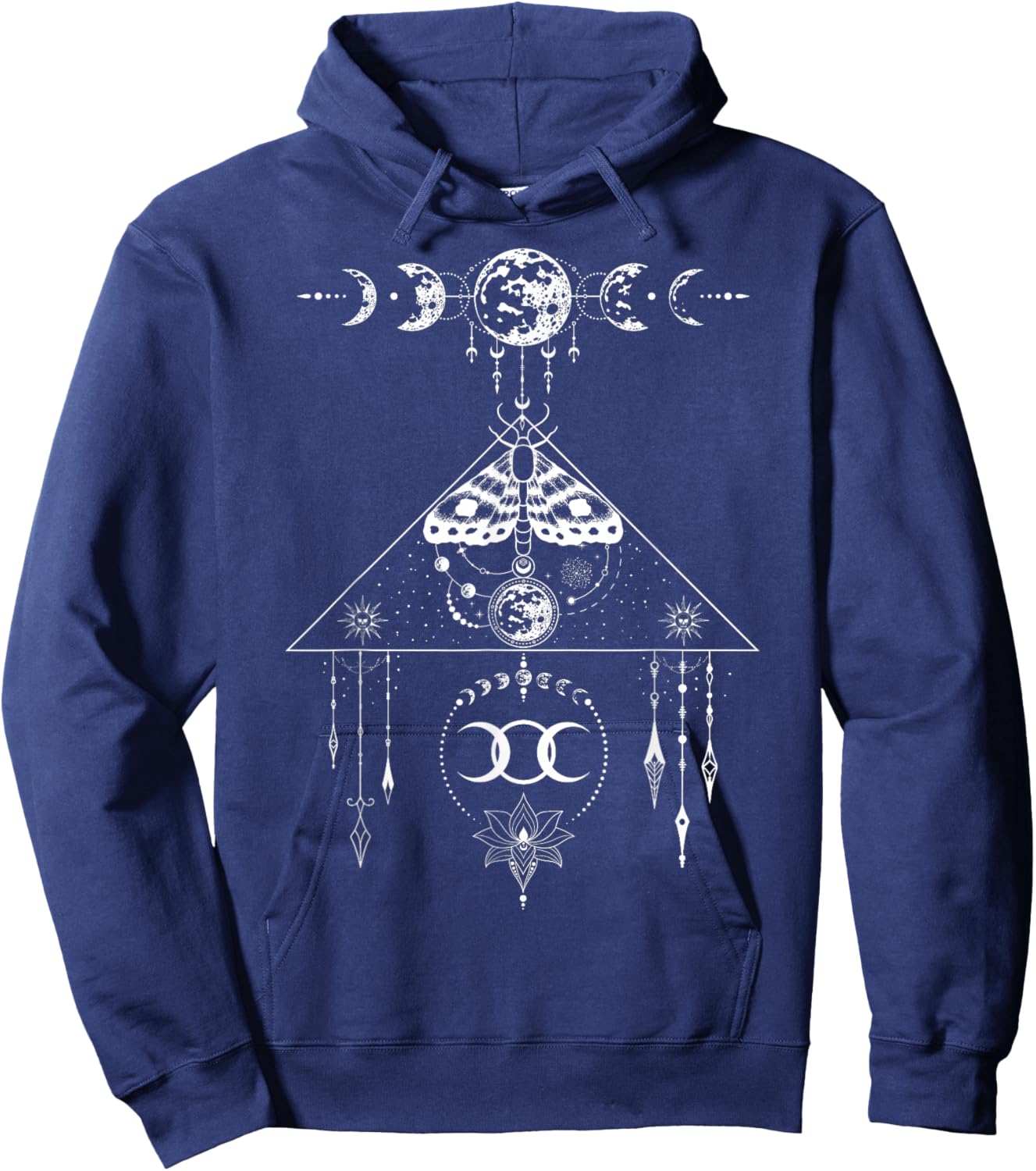 Floral Moth Butterfly Flower Celestial Geometry Hoodie - Hoodie | Navy