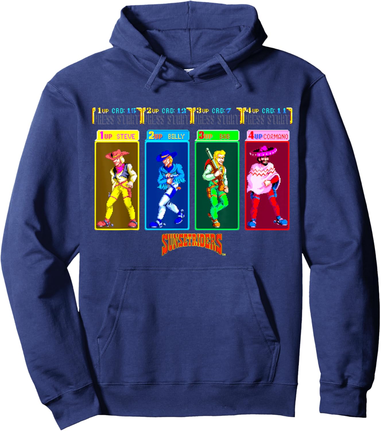 Sunset Riders Character Select Retro Western Heroes Showdown Hoodie - Hoodie | Navy