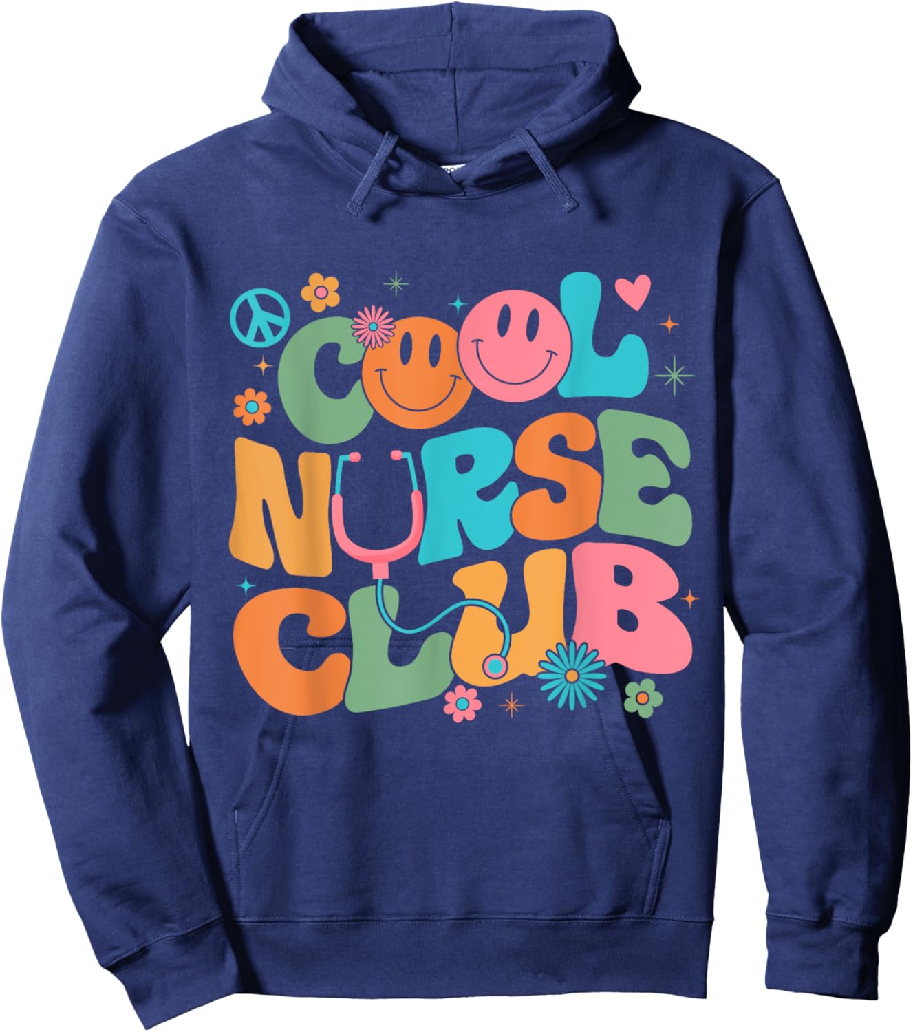 Retro Groovy Cool Nurse Club Nursing Nurses Week Hoodie - Hoodie | Navy