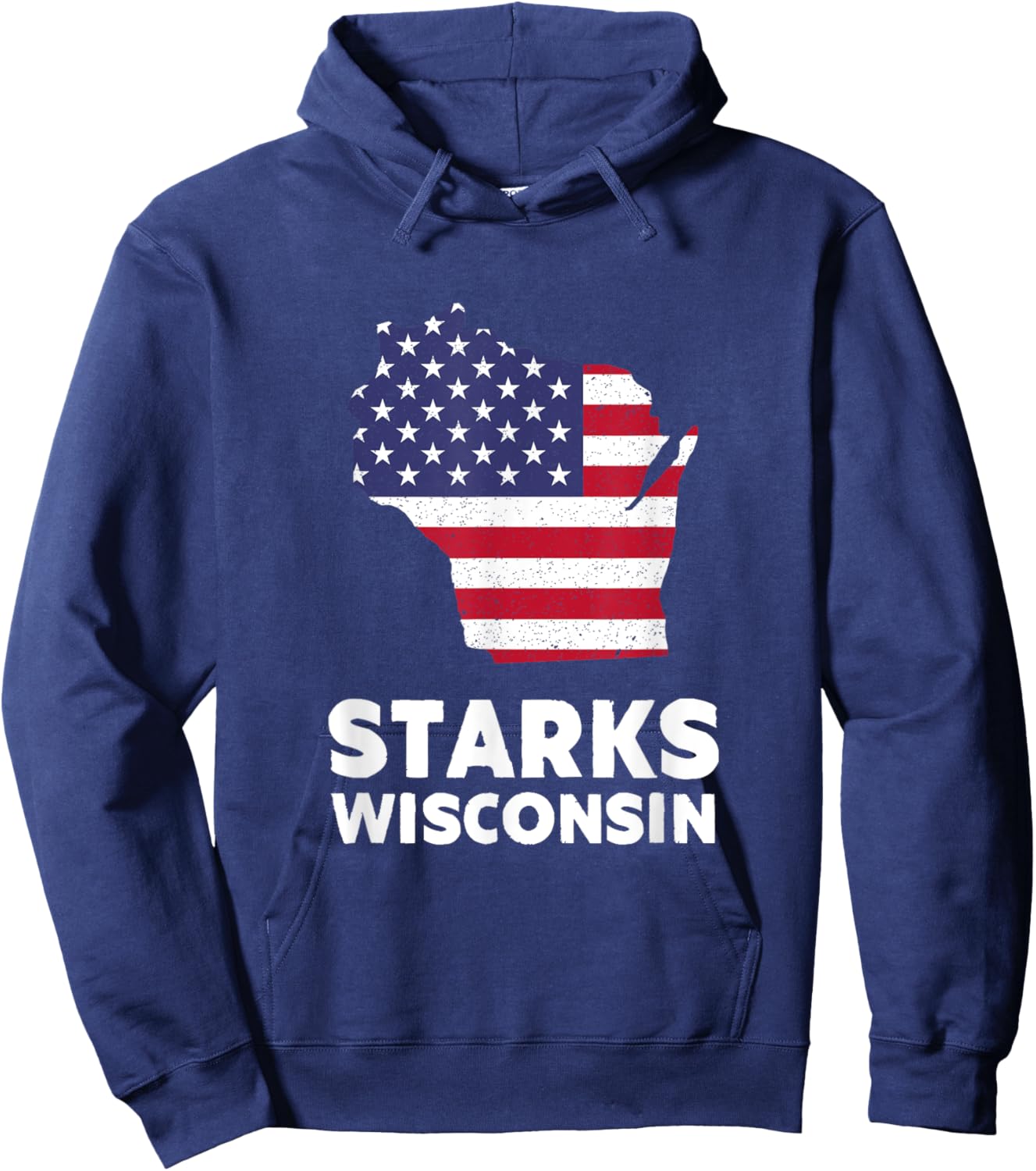 Distressed Patriotic USA Flag Starks, Wisconsin Women Men Hoodie - Hoodie | Navy