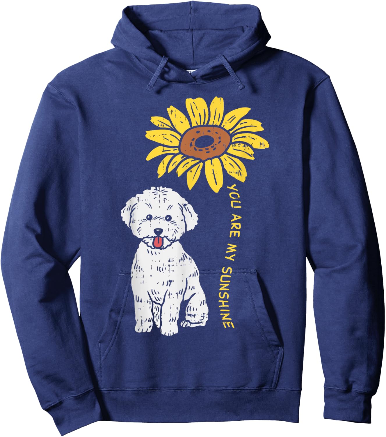 BoredKoalas You Are My Sunshine Bichon Frise Sunflower -Adults Kids Dog Lover Hoodie - Hoodie | Navy