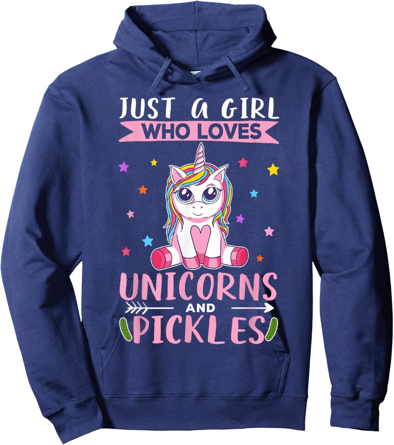 Just A Girl Who Loves Unicorns And Pickles Unicorn Hoodie - Hoodie | Navy