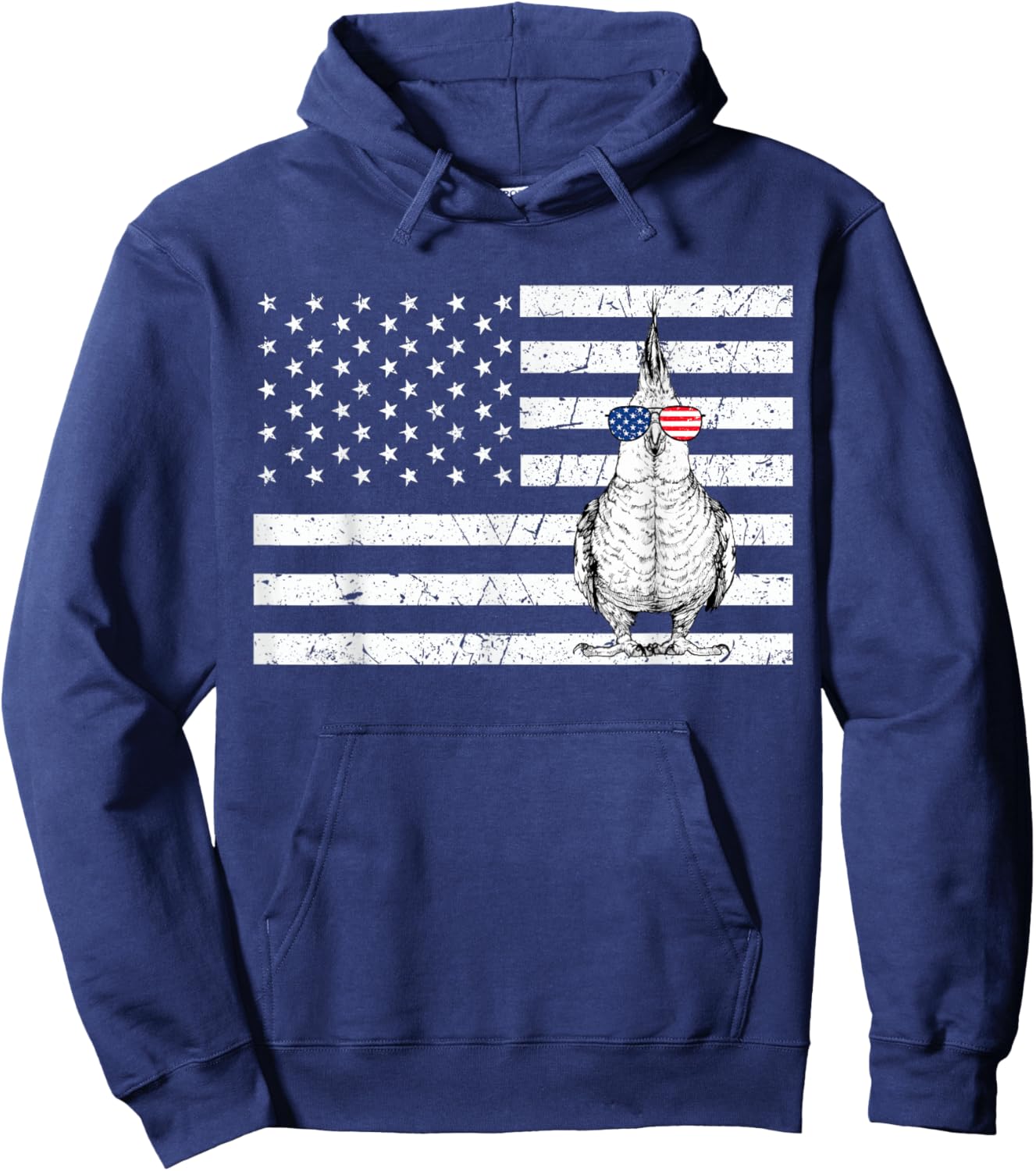 Cockatiel 4th of July Bird US American Flag Patriotic Hoodie - Hoodie | Navy