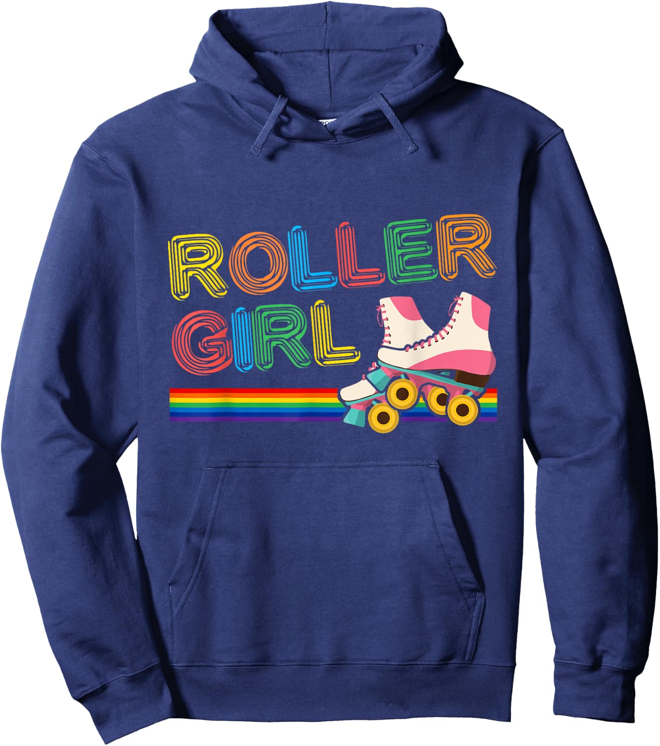 Roller Girl Vintage Seventies 70's Cool Retro Skates Skating Hoodie - Hoodie | Navy