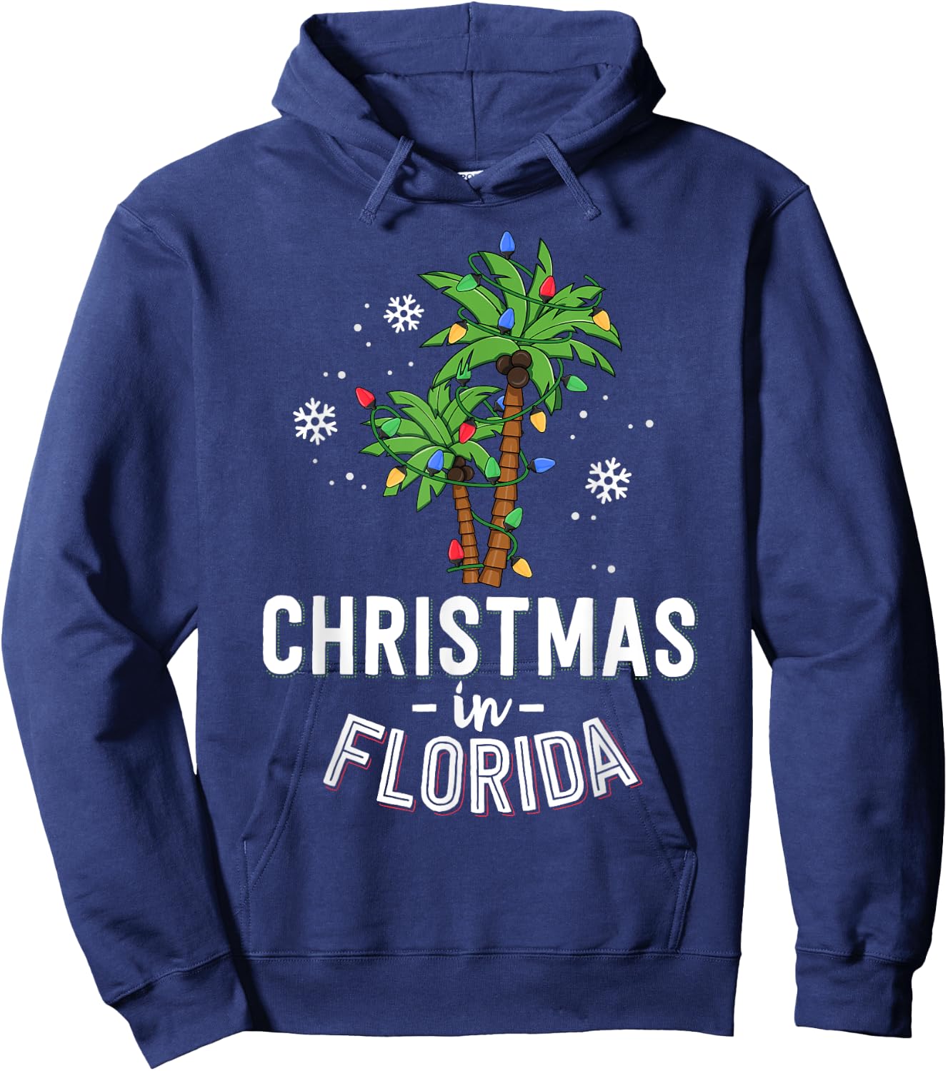 Christmas In Florida Deck The Palm Trees Family Vacation Hoodie - Hoodie | Navy