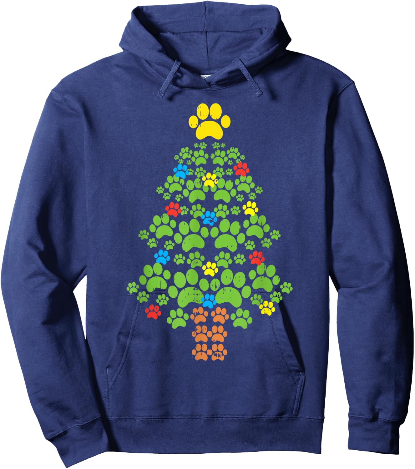 Paw Christmas Tree Cute Dog Lover Christmas Cat Owner Gift Hoodie - Hoodie | Navy