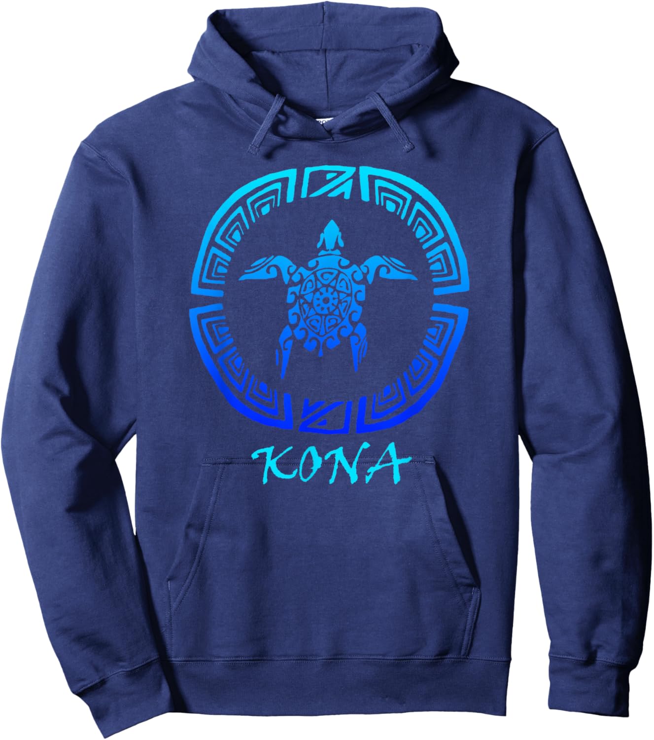 Kona, Hawaii Vintage Retro Tribal Turtle Vacation Small Hoodie - Hoodie | Navy