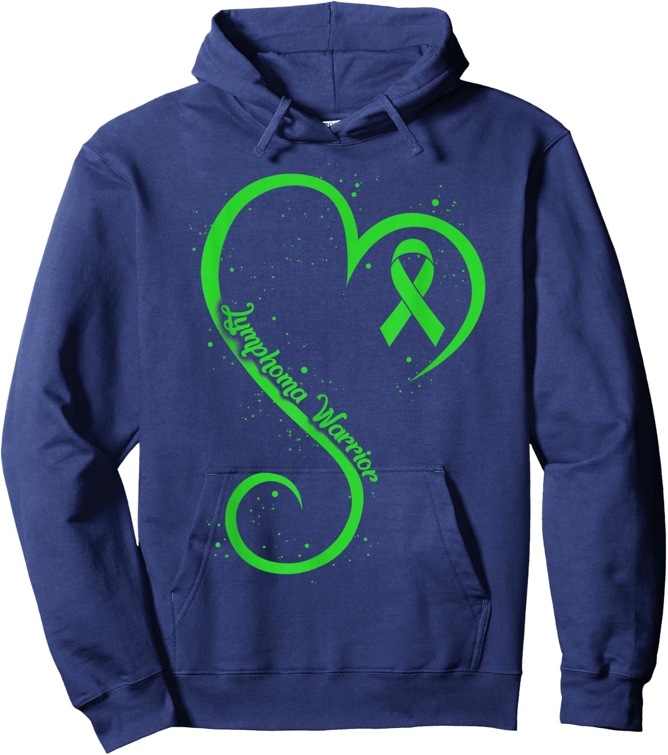 Non Hodgkins Lymphoma Warrior Heart Ribbon Lime Green Cancer Hoodie - Hoodie | Navy