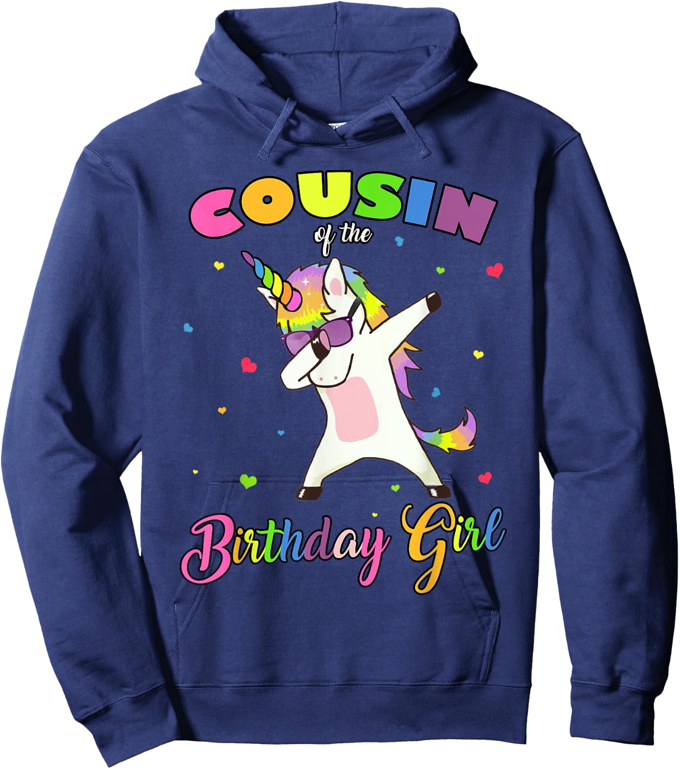 Cousin of the Birthday Girl Unicorn Princess Cousin Boy Hoodie - Hoodie | Navy