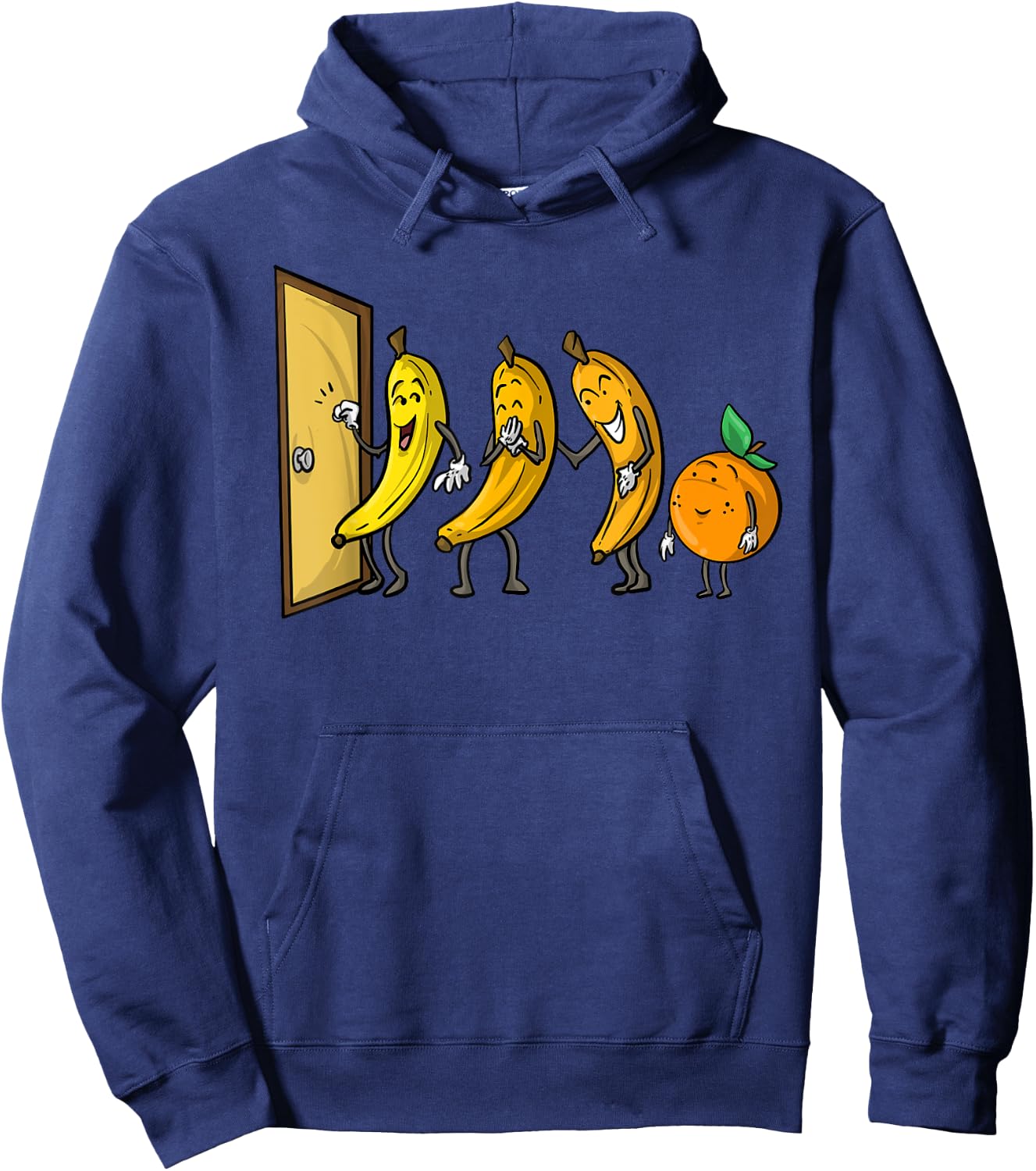 Funny Knock Knock 3 Bananas And Orange Cool Fruit Joke Gift Hoodie - Hoodie | Navy