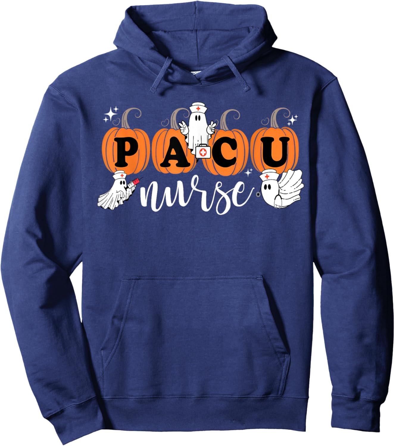 PACU Nurse Groovy Pumpkin Nurse Halloween Costume Hoodie - Hoodie | Navy
