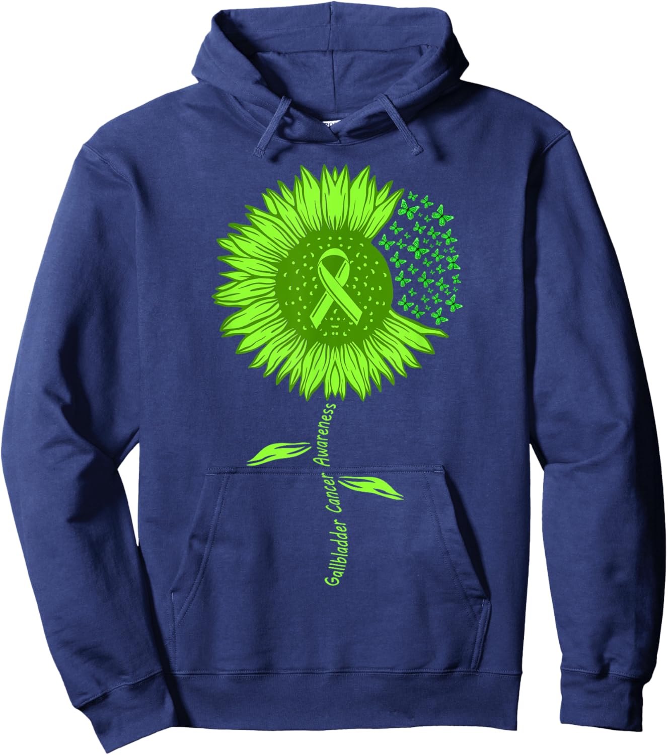 Bile Duct Gallbladder Cancer Warrior Awareness Green ribbon Hoodie - Hoodie | Navy