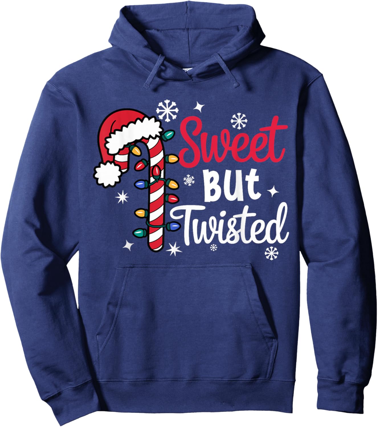 Funny Christmas Candy Cane Sweet But Twisted Hoodie - Hoodie | Navy