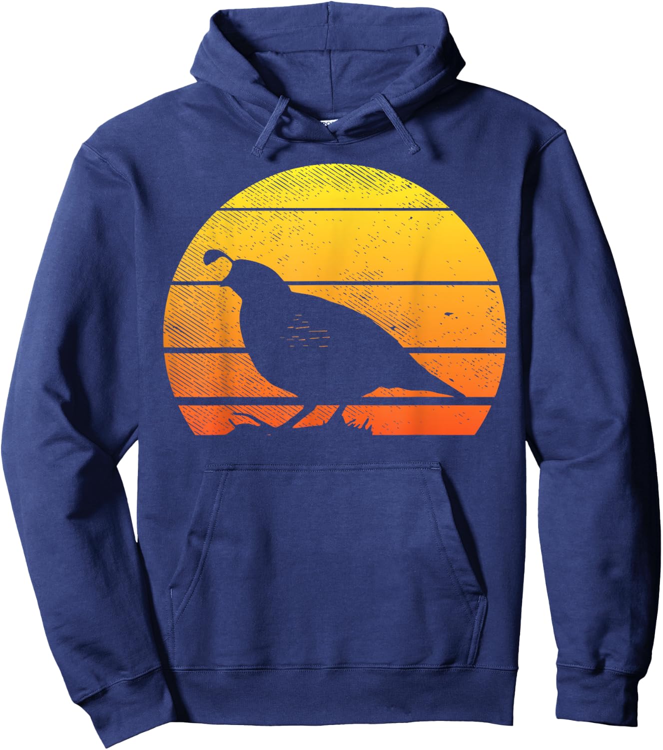 Quail Bird Sunset Retro Pheasant Hunting Bow Hunter Gift Hoodie - Hoodie | Navy