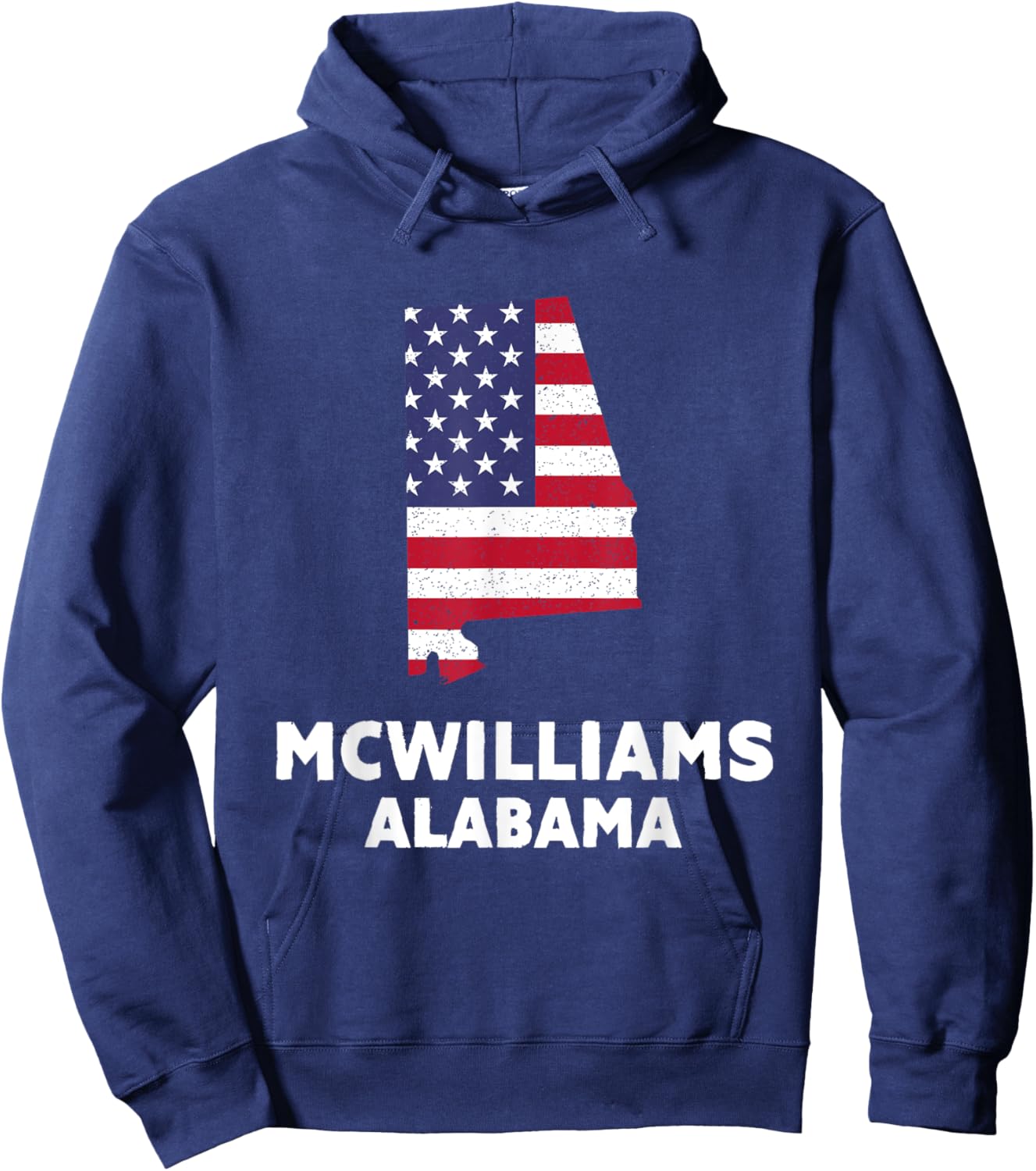 Distressed Patriotic USA Flag McWilliams, Alabama Hoodie - Hoodie | Navy