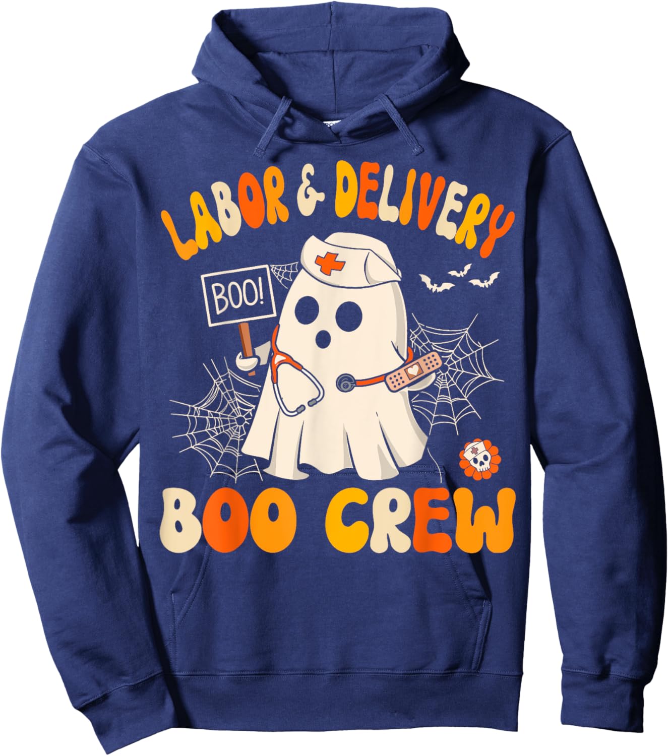 Labor & Delivery Boo Crew Funny L&d Nurse Halloween Hoodie - Hoodie | Navy