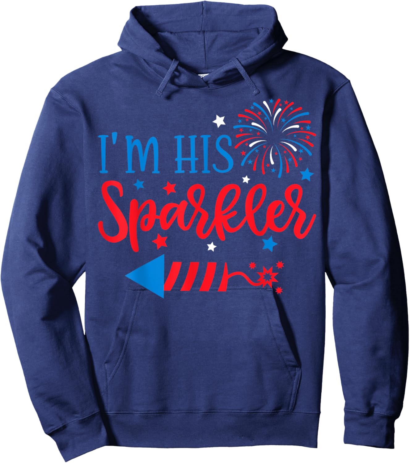I'm His Sparkler 4th Of July His Her Matching Couple Hoodie - Hoodie | Navy