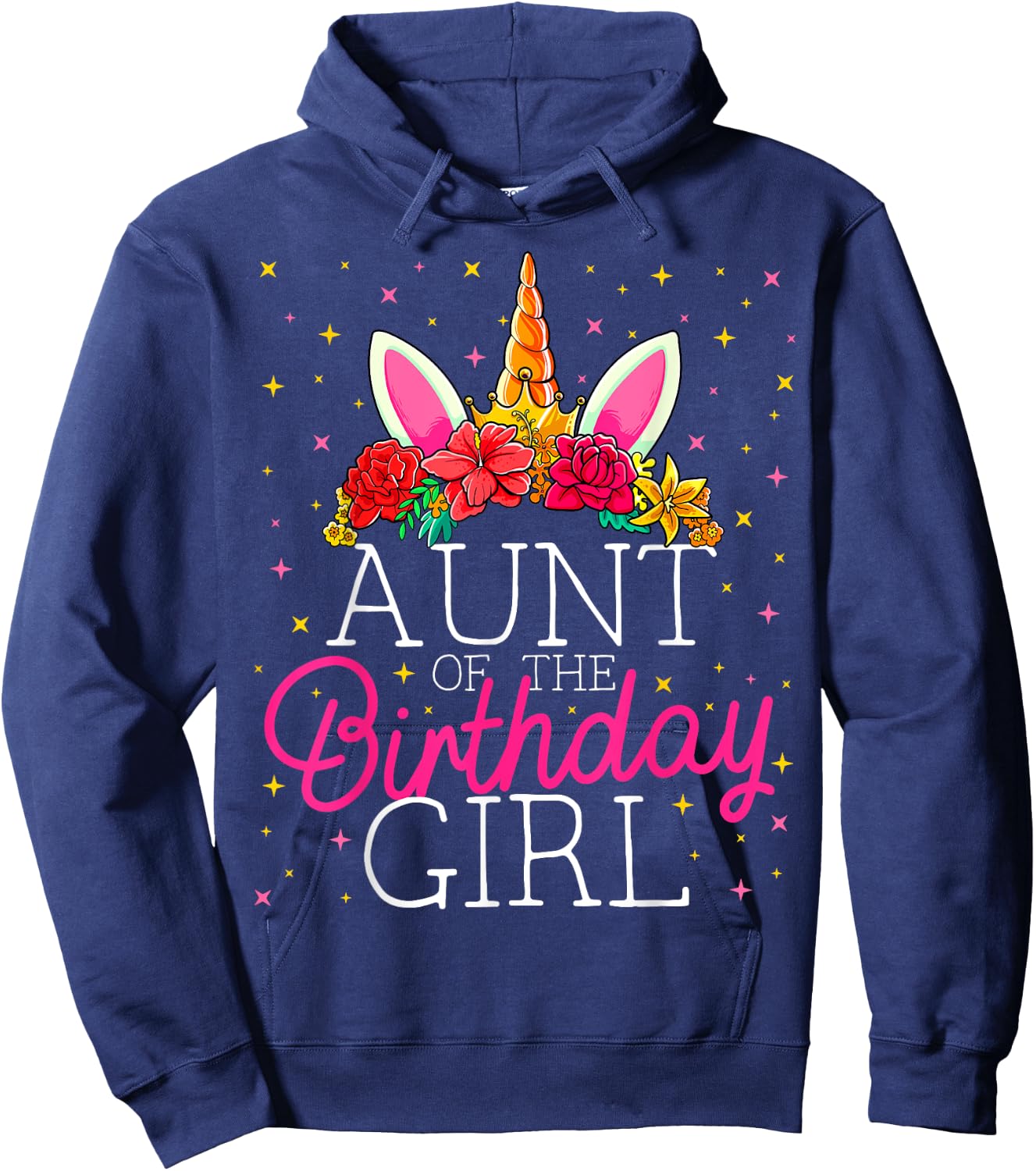 Aunt of the Birthday Girl Unicorn Matching Family Hoodie - Hoodie | Navy