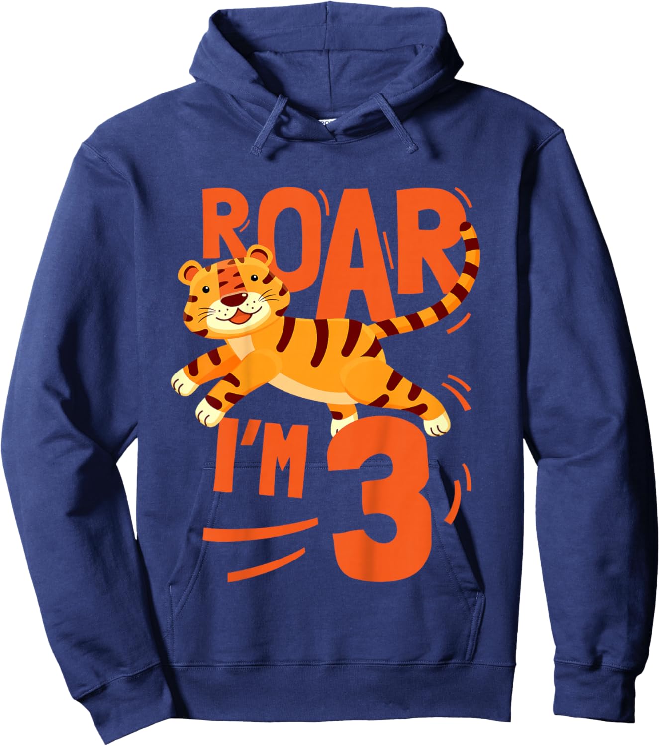 Kids Tiger 3rd Birthday Jungle Party Tiger Age 3 Wild Animal Hoodie - Hoodie | Navy