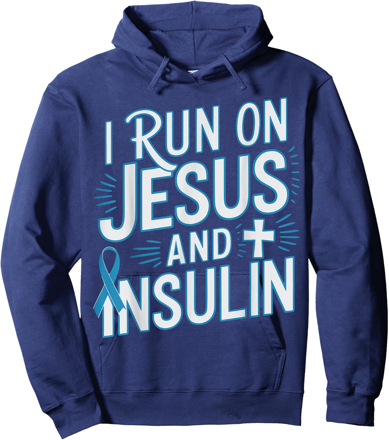 I Run On Jesus And Insulin Christian Hoodie - Hoodie | Navy