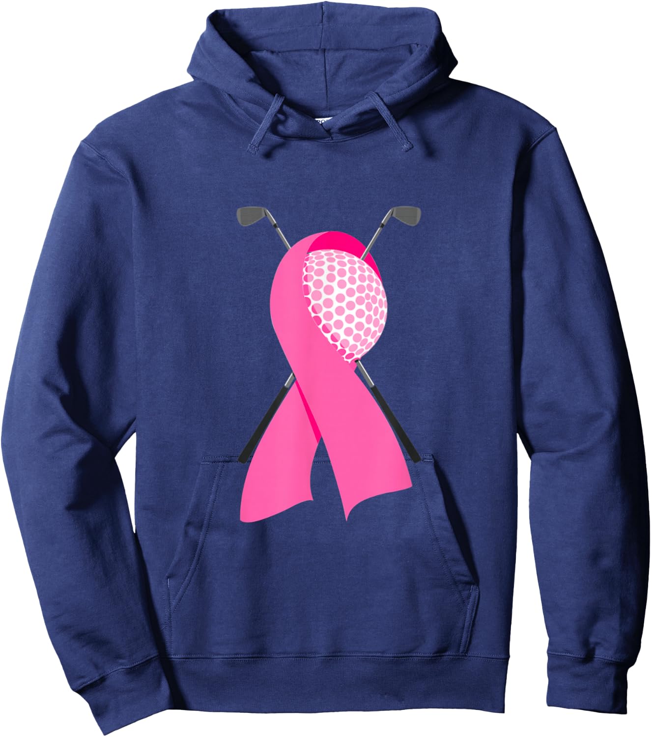 Funny Golf Pink Ribbon Breast Cancer Awareness Support Mom Hoodie - Hoodie | Navy