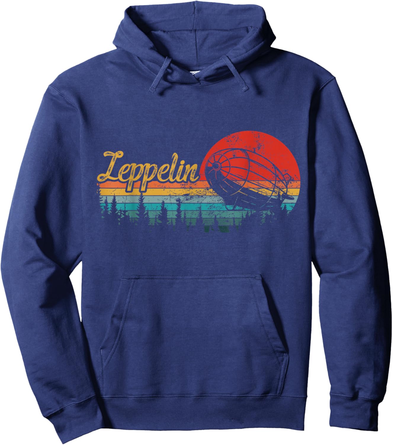 Retro Zeppelin 70s Dirigible Blimp Airship Zepelin Zepplin Hoodie - Hoodie | Navy