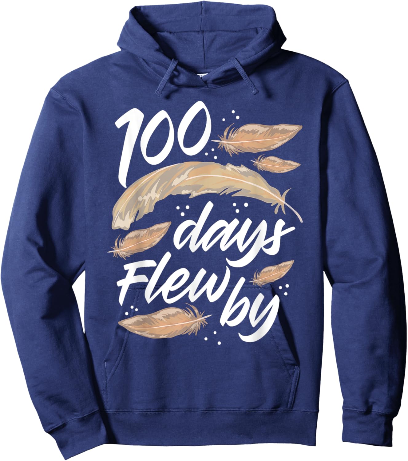 100 Days Of School Flew By Bird Feather 100th Day Cute Hoodie - Hoodie | Navy