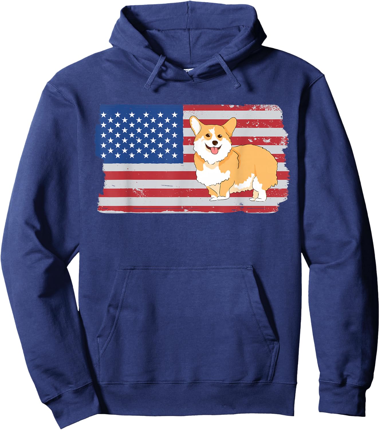 Corgi USA Flag Funny Pet Corgi Dog Lover Hoodie - Hoodie | Navy