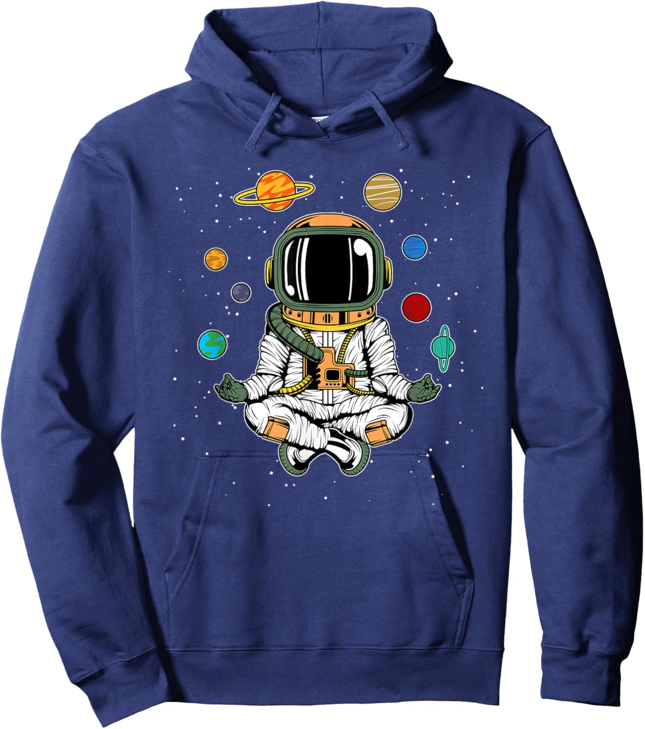 Funny Yoga Meditating Astronaut Yogist Gift Men Women Kids Hoodie - Hoodie | Navy