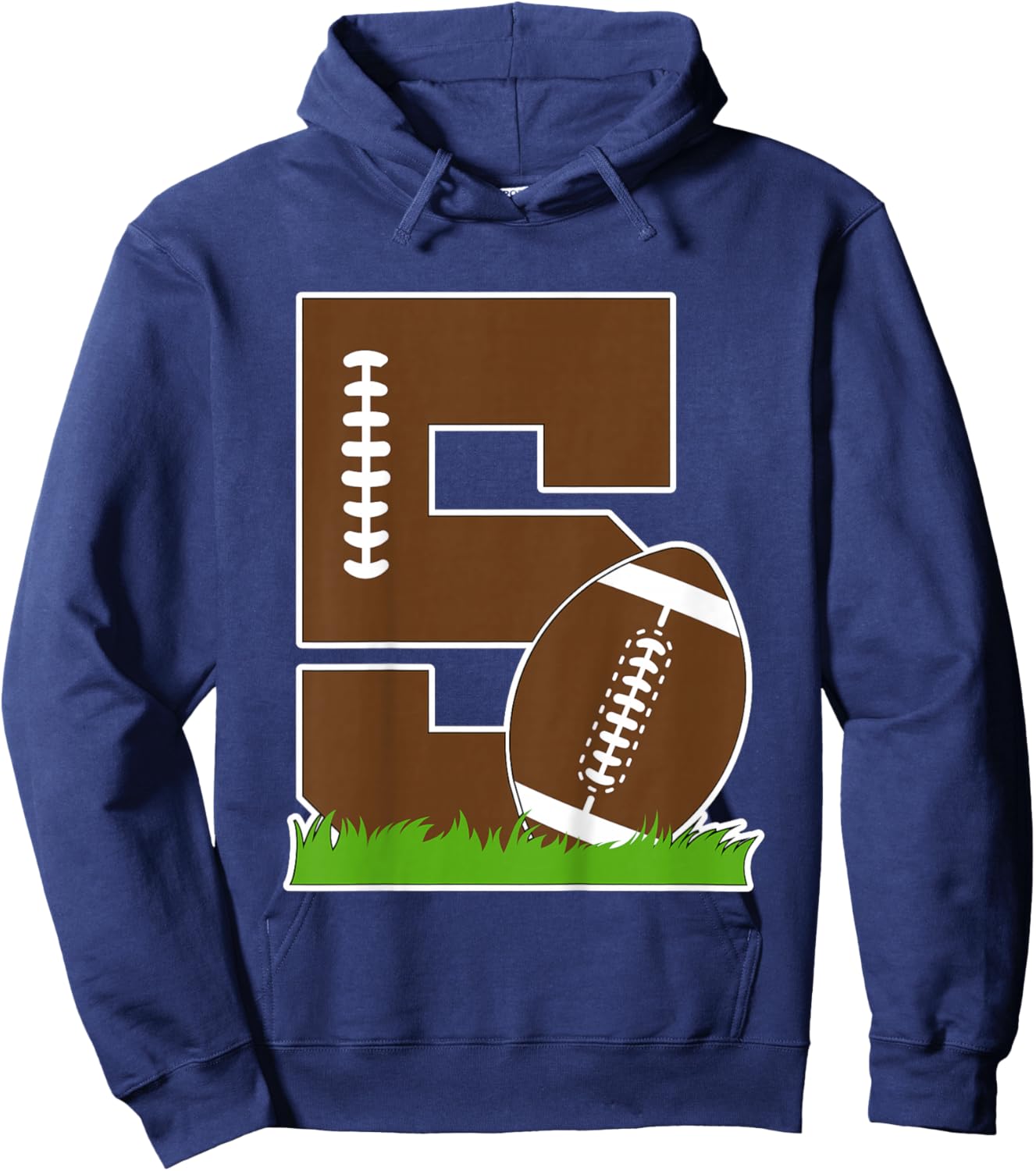 Kids 5th Birthday Football Boy Five Year Old Football Player Hoodie - Hoodie | Navy
