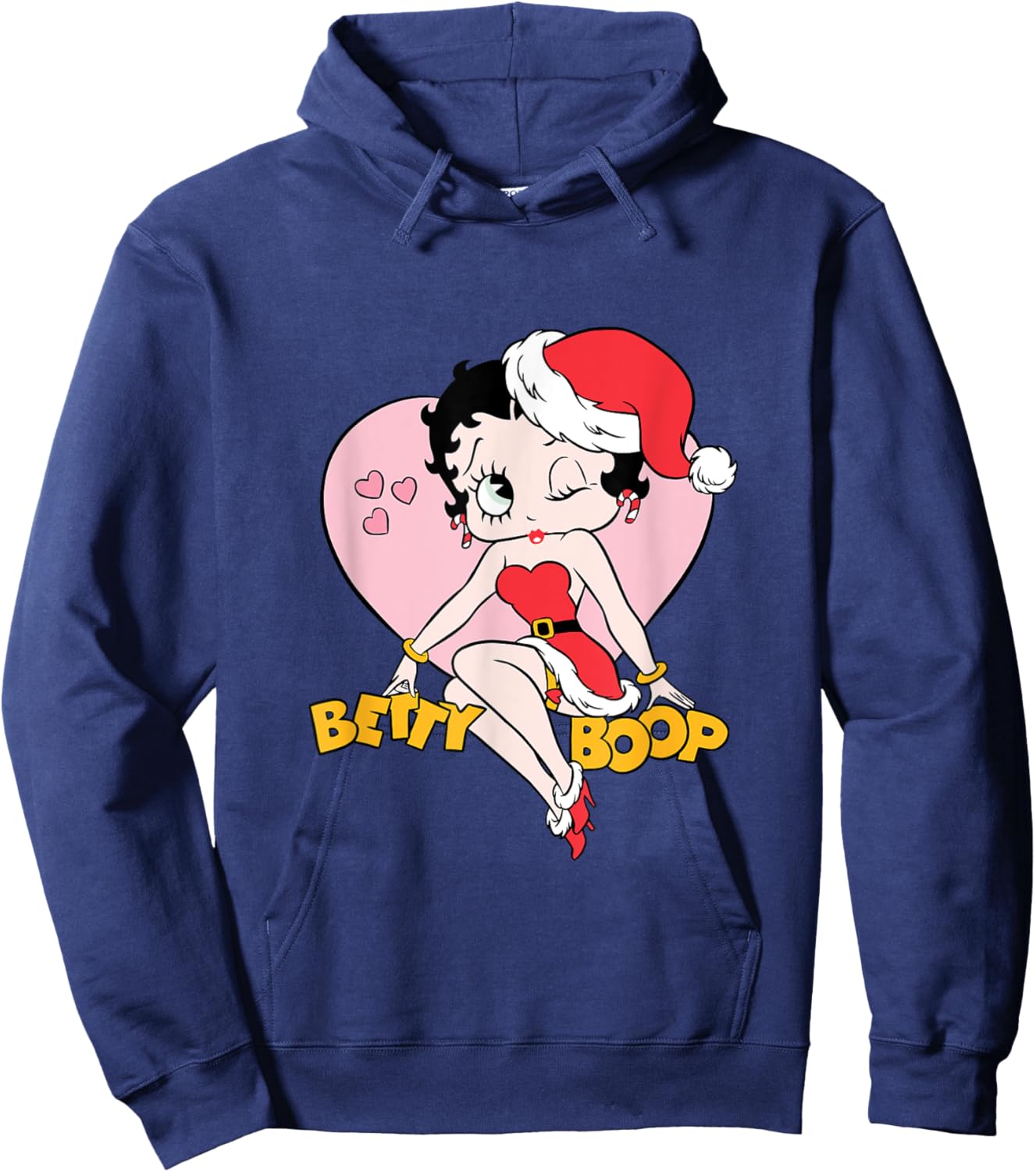 Betty Boop Christmas Heart Wink Hoodie - Hoodie | Navy