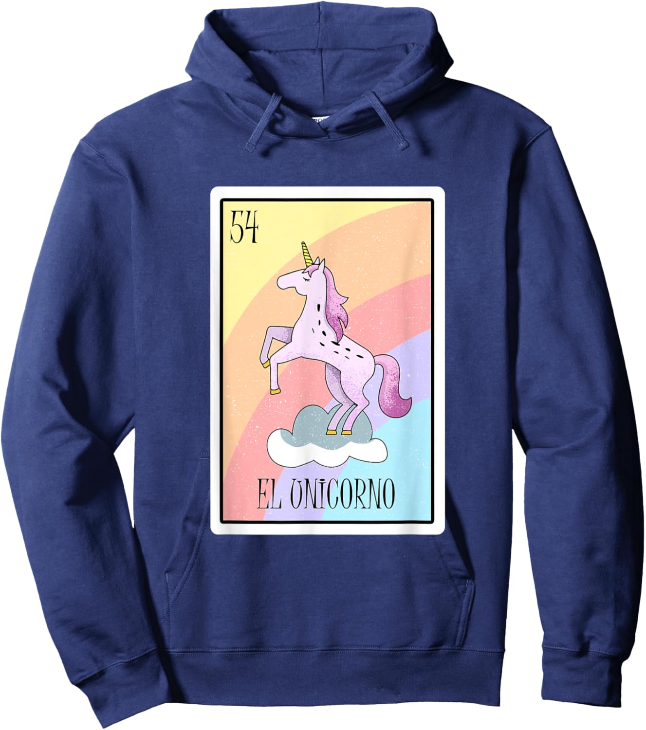 El Unicorno Lottery Gift The Unicorn Card Mexican Lottery Hoodie - Hoodie | Navy