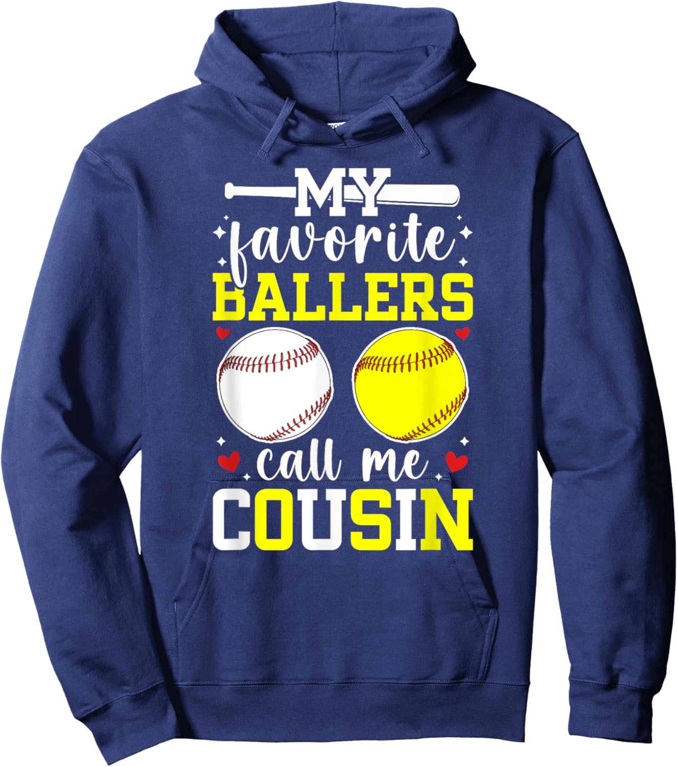My Favorite Ballers Call Me Cousin Baseball Softball Cousin Hoodie - Hoodie | Navy