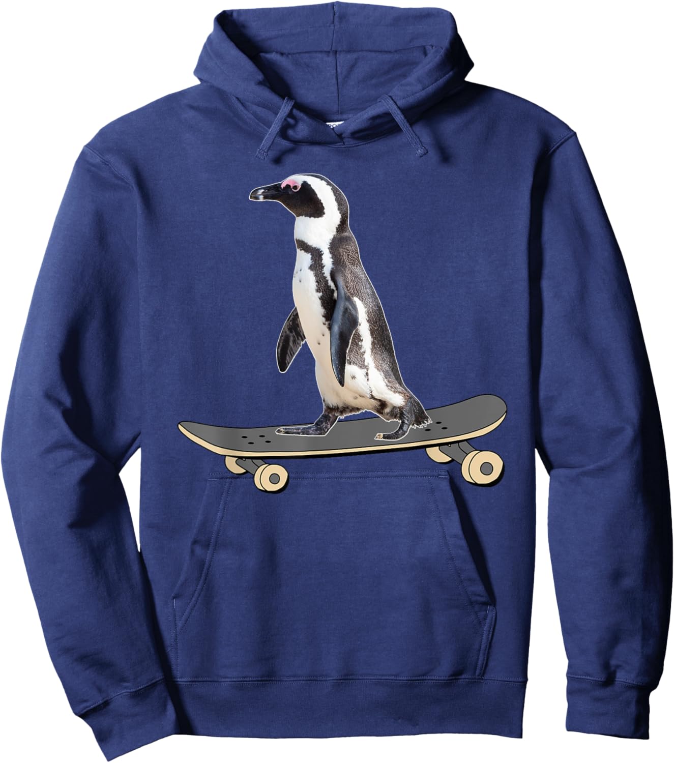 Penguin on Skateboard Funny Skateboarder Penguin Hoodie - Hoodie | Navy