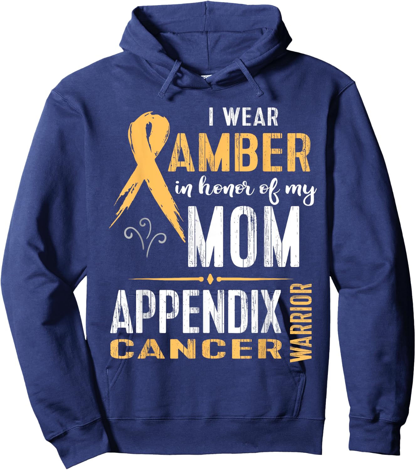 Appendix Cancer Awareness Support Mom Walk Run Cure Hoodie - Hoodie | Navy